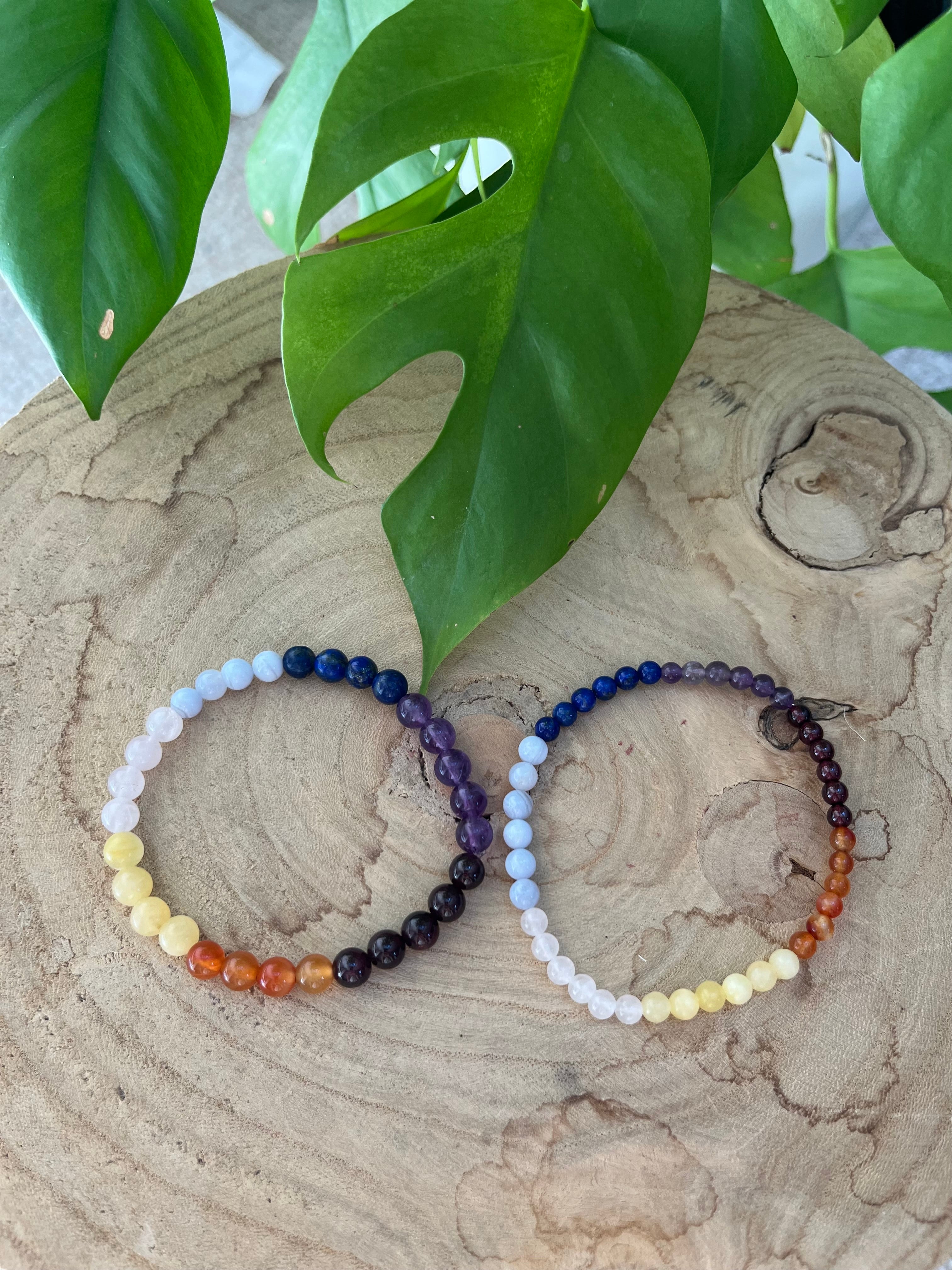 Chakra Armband – 4 mm oder 6 mm Edelsteinperlen (Ø 17–18 cm)