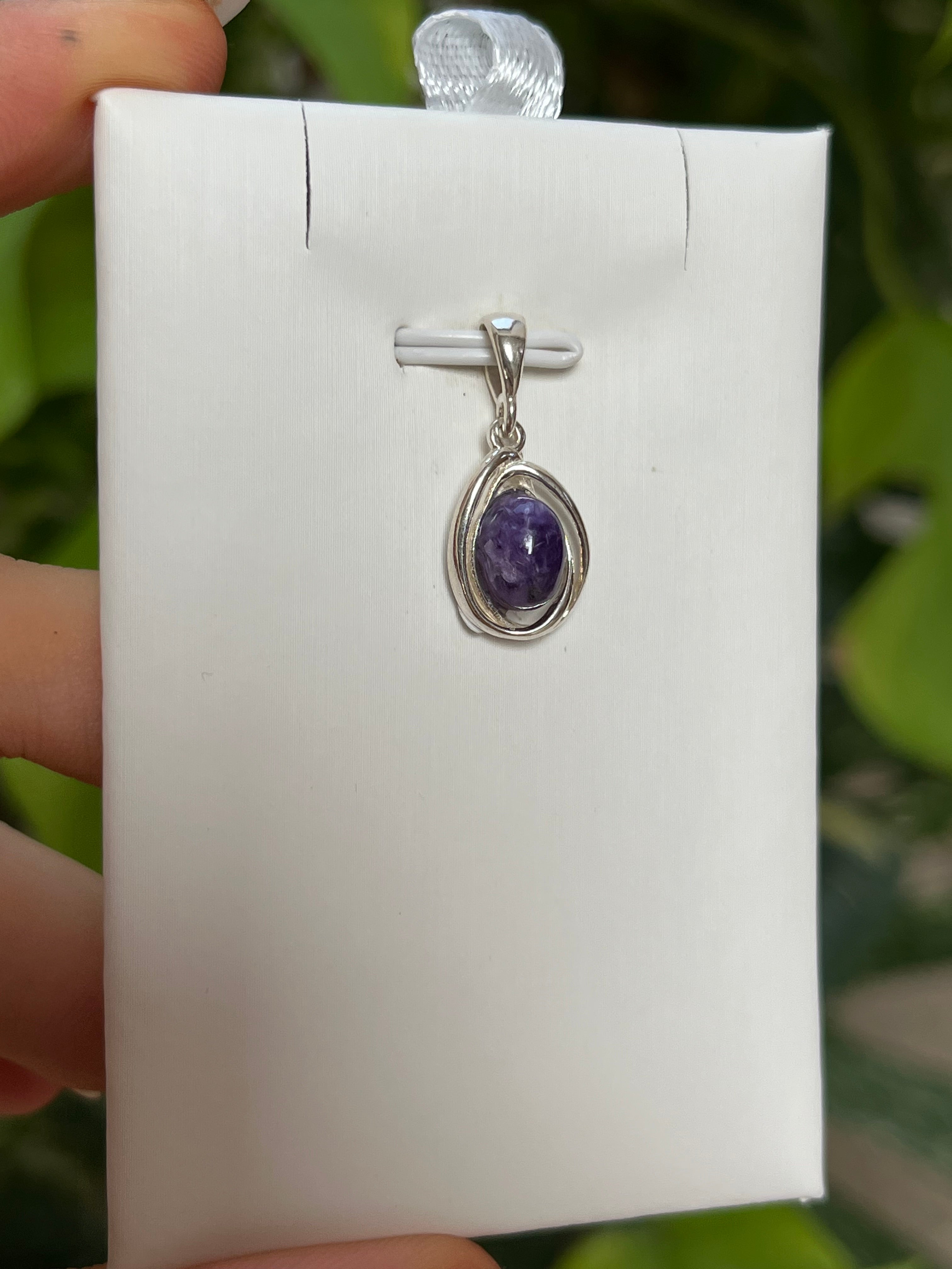 Charoit Tropfen Anhänger 925 Silber