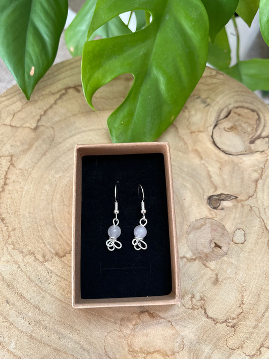 Herzchakra Ohrringe – 925 Silber mit Rosenquarz