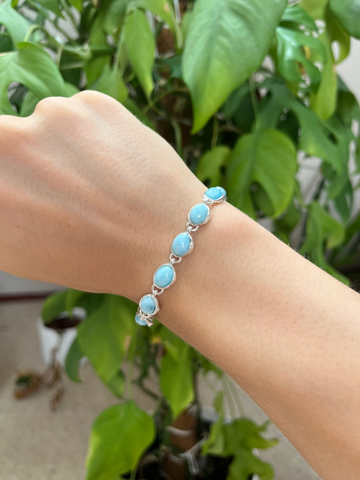 Larimar 925 Silber Armband
