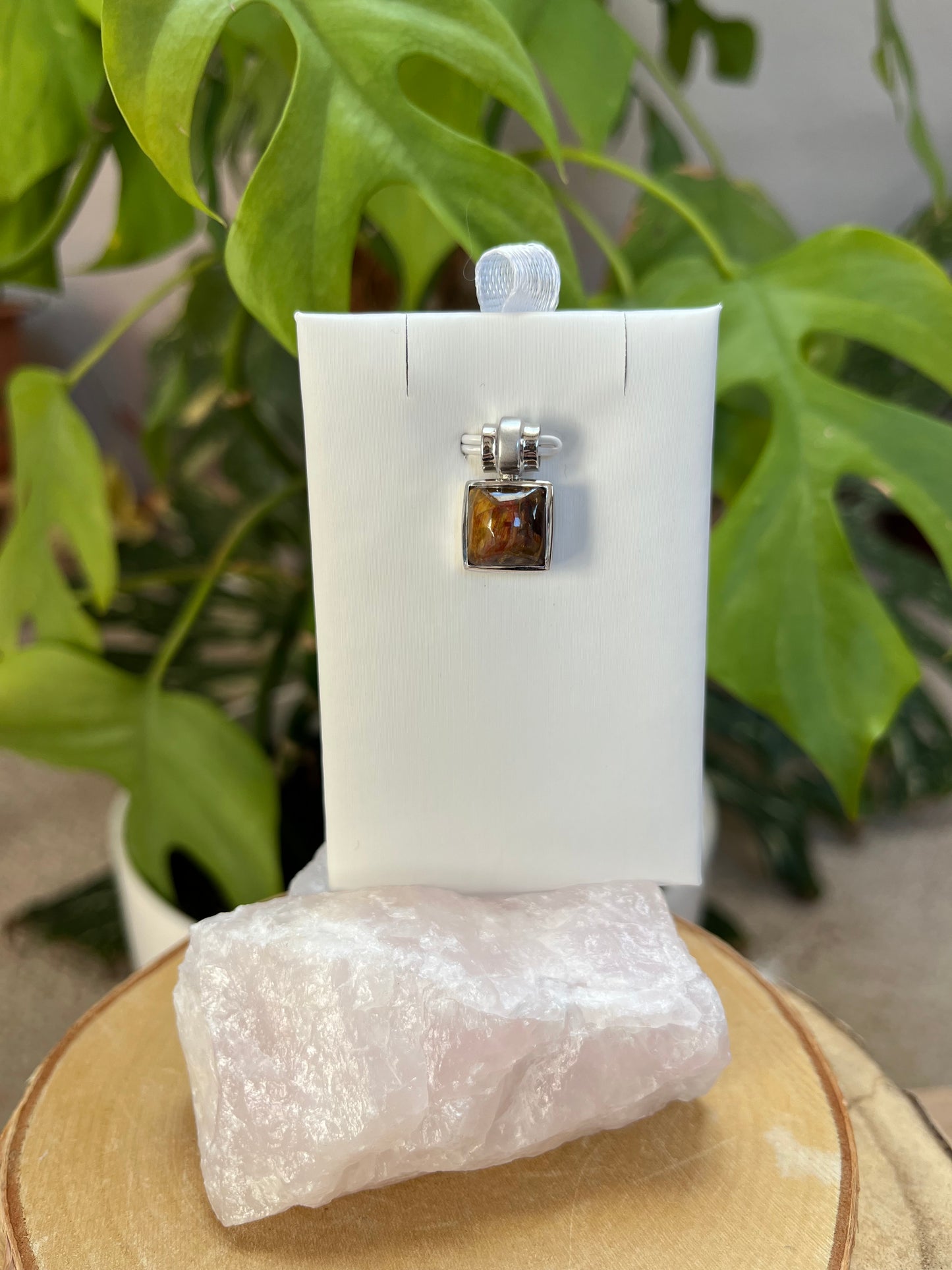 Pietersit Anhänger quadratisch 925 Silber – Edelstein Schmuck für Klarheit & Stärke