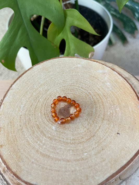 Karneol Ring elastisch - 4mm Kugeln