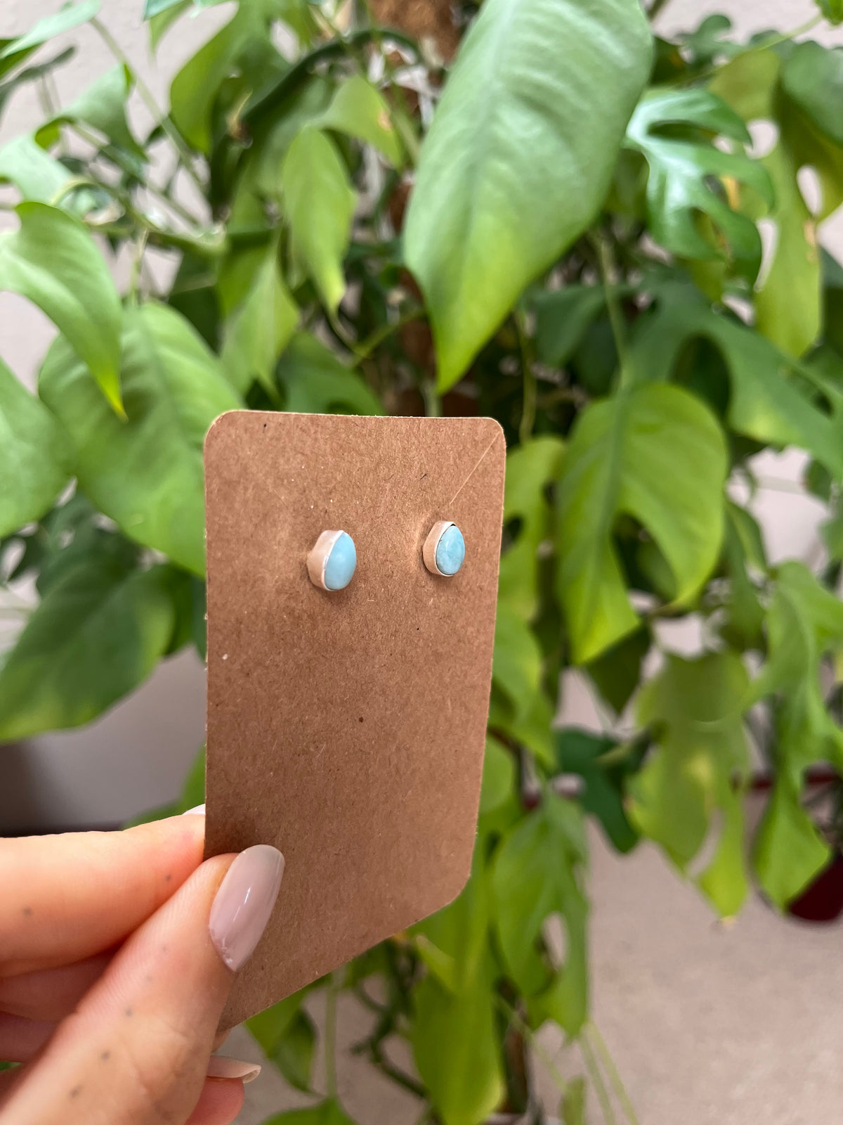 Larimar Tropfen Ohrstecker Silber