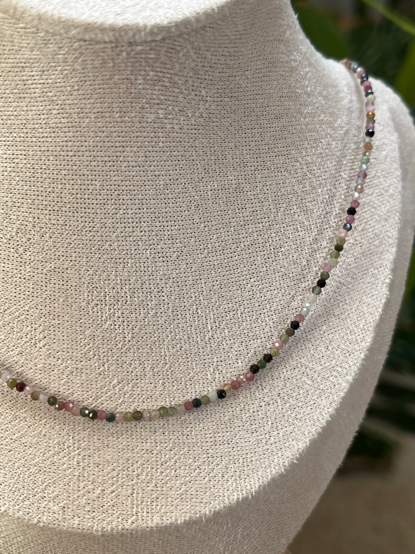 Turmalin bunt Collier 2 mm facettiert – Farbintensive Edelsteinkette | 45 cm