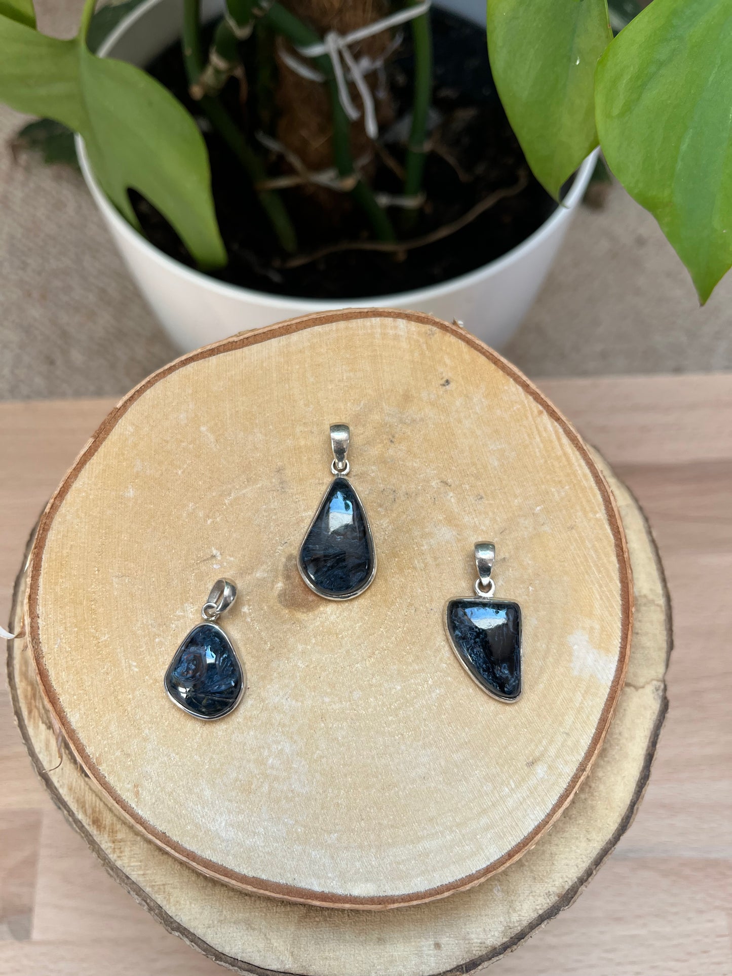 Pietersit Freiform Anhänger 925 Silber gefasst – Edelstein Schmuck für Klarheit & Stärke