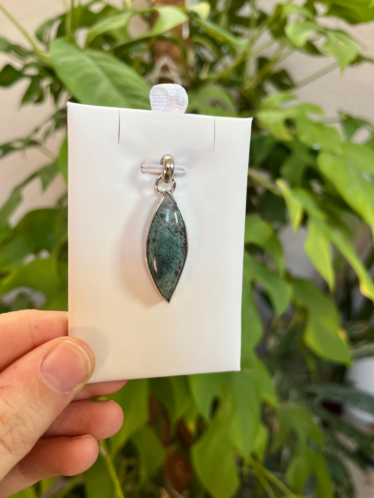 Moosachat Kettenanhänger AA Qualität – 925 Sterling Silber Fassung