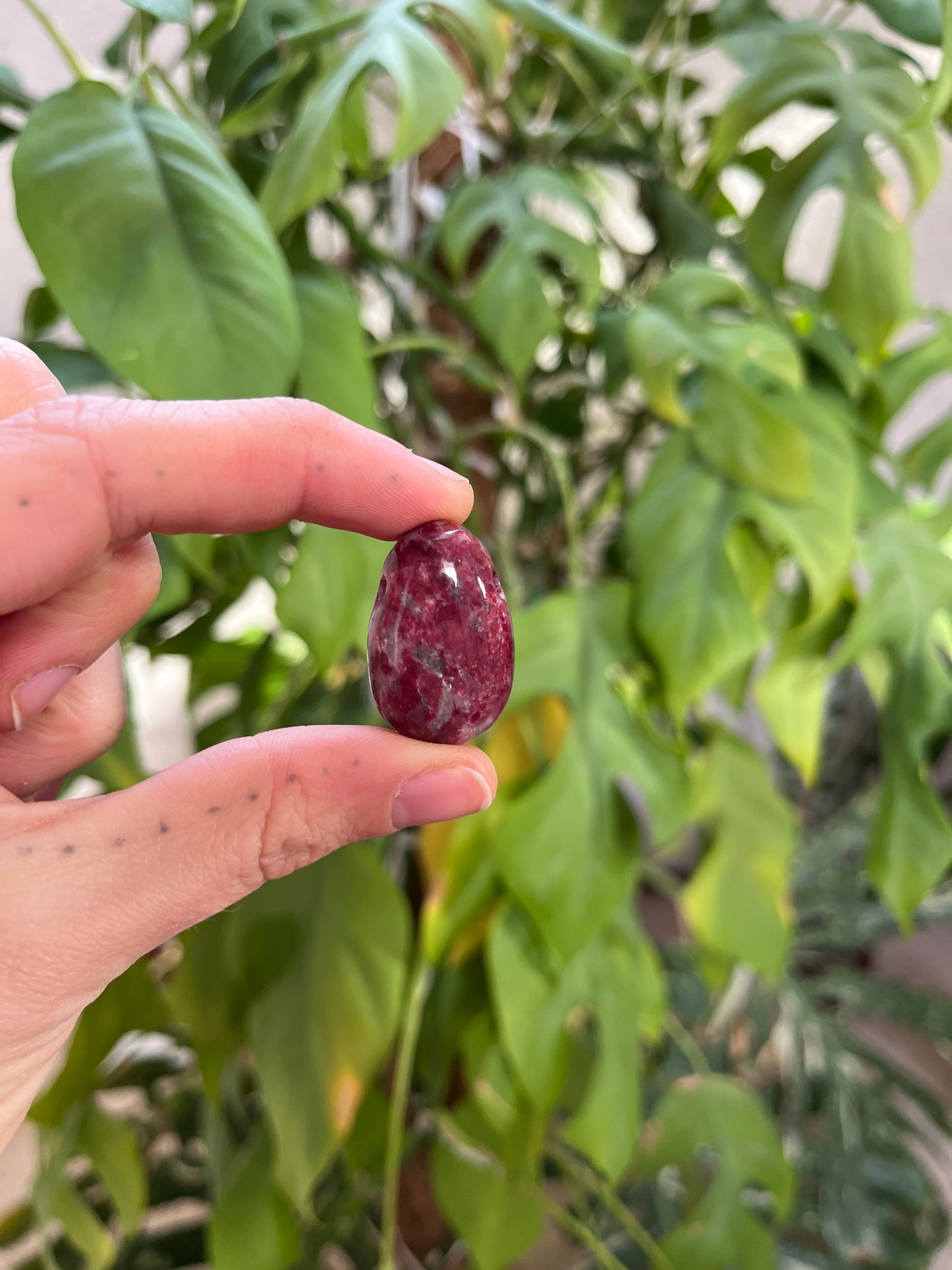 Thulit Trommelstein gebohrt – Ausdruck & Lebensfreude