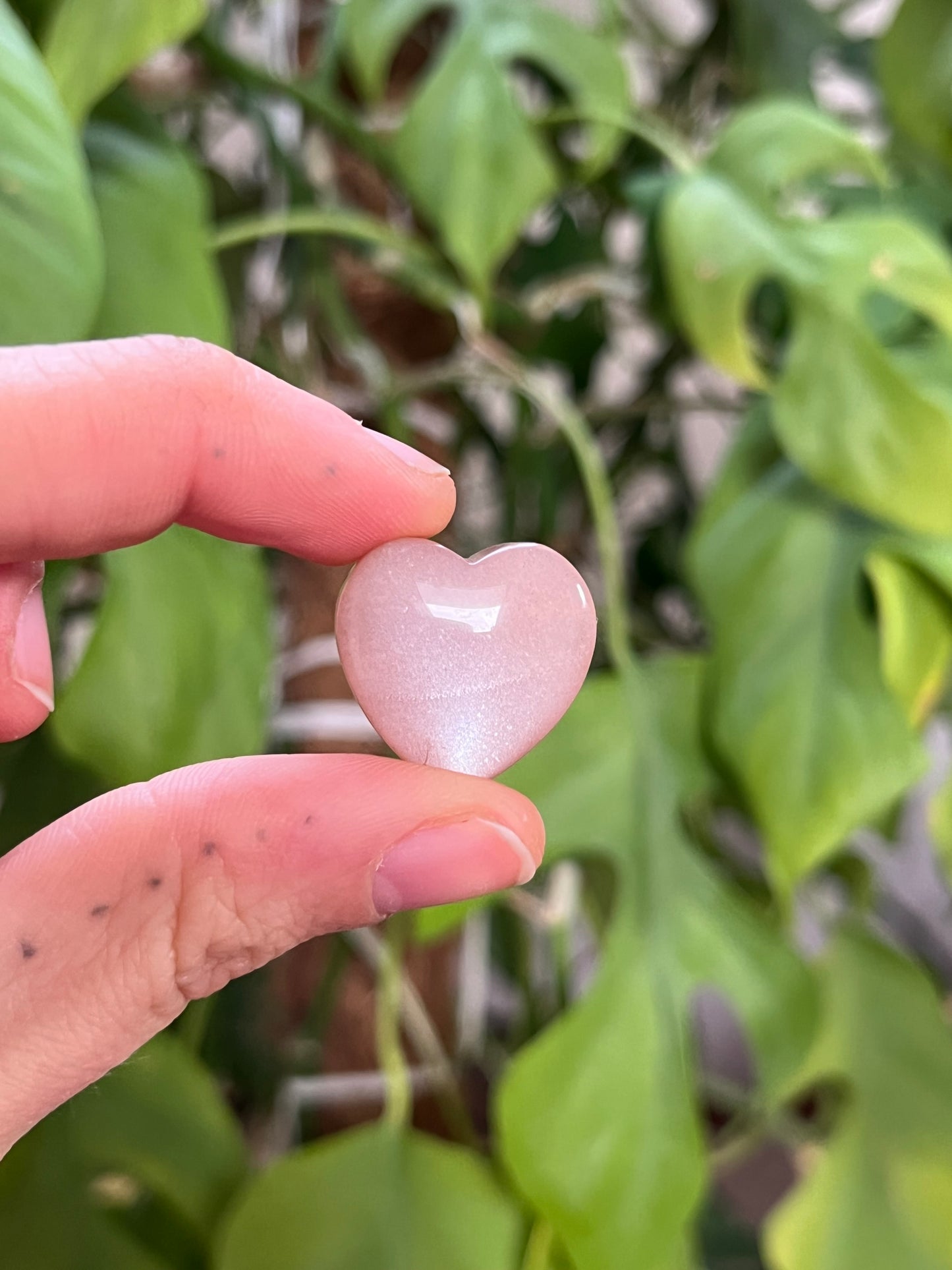 Pfirsich Mondstein Herz gebohrt AA Qualität