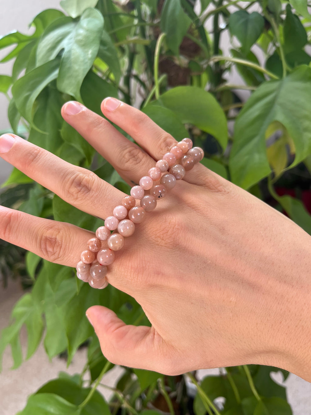 Pfirsich-Mondstein Kugelarmband – 6 mm oder 8 mm (AA-Qualität) Edelstein Schmuck