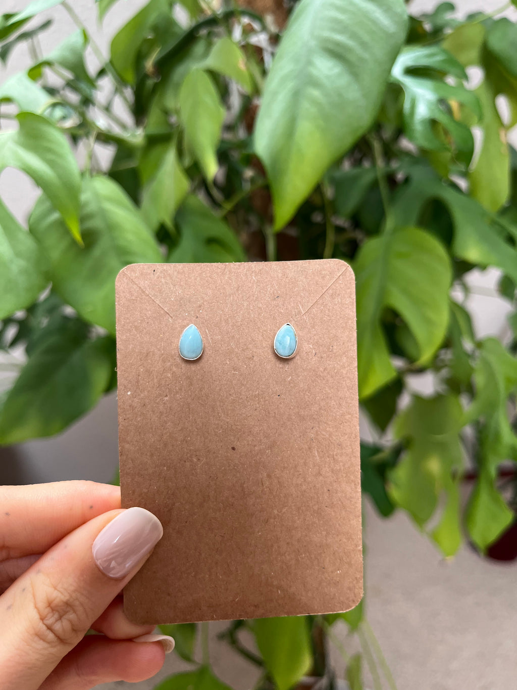 Larimar Tropfen Ohrstecker Silber