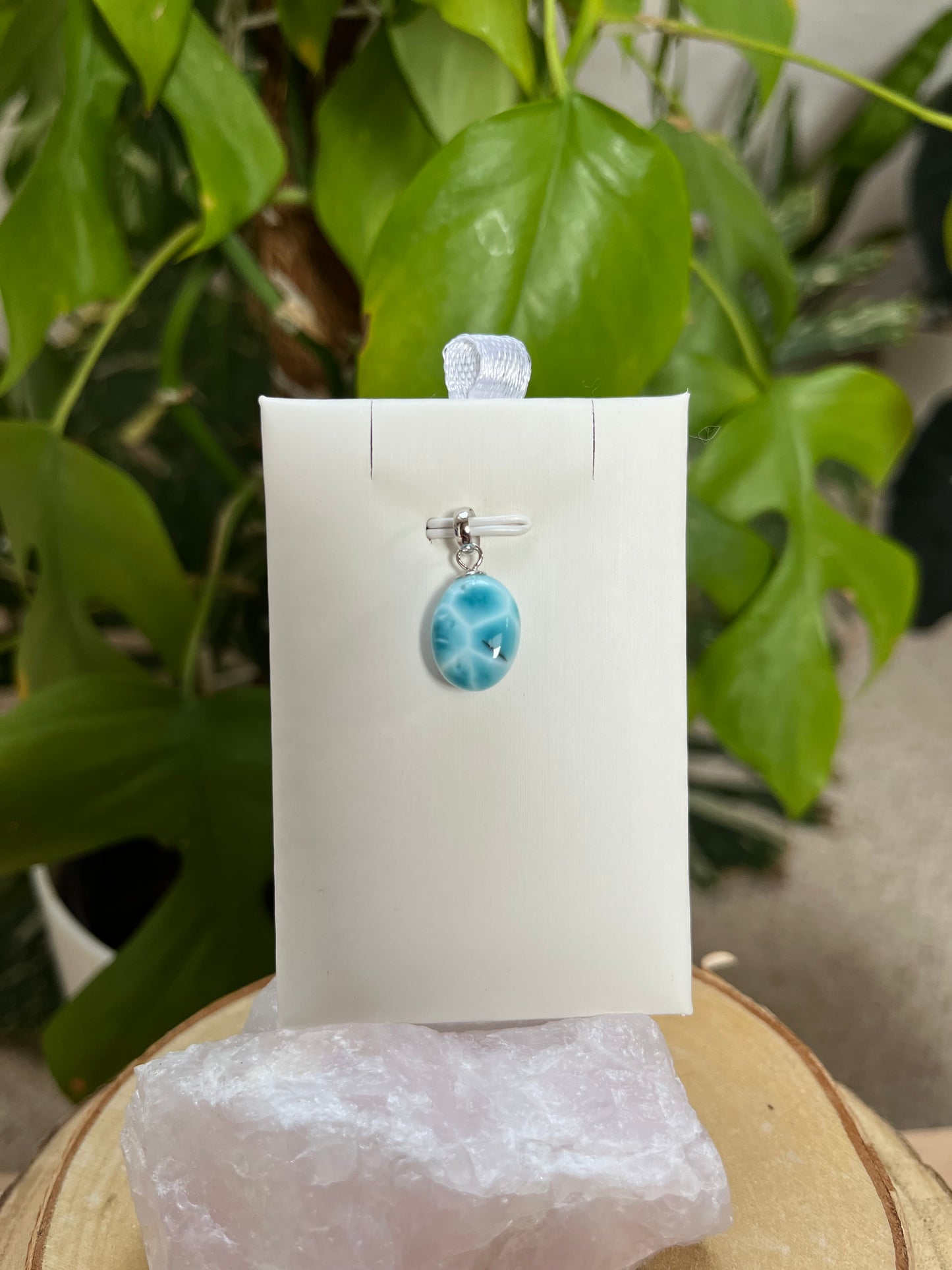 Larimar Anhänger 925 Silber Stiftöse