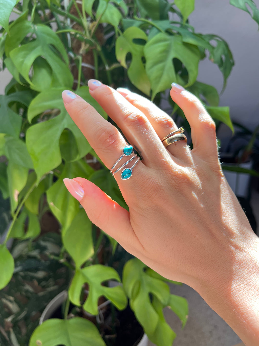 Türkis Ring 925 Silber verstellbar