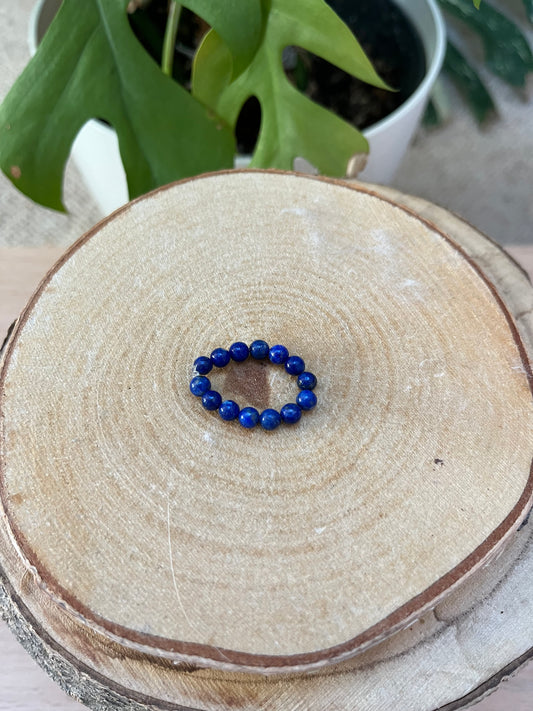 Lapislazuli Ring elastisch - 4mm Kugeln