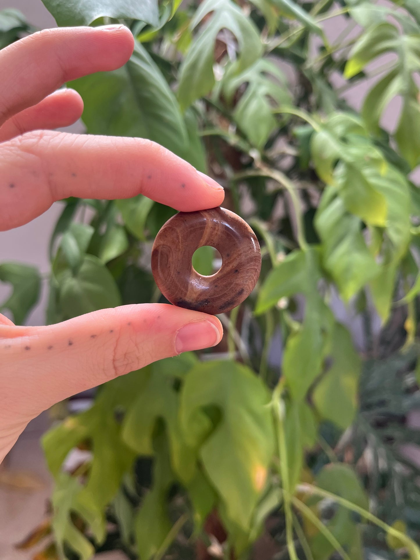 Bilderjaspis Donut 3 cm – Naturstein Anhänger mit Landschaftszeichnung