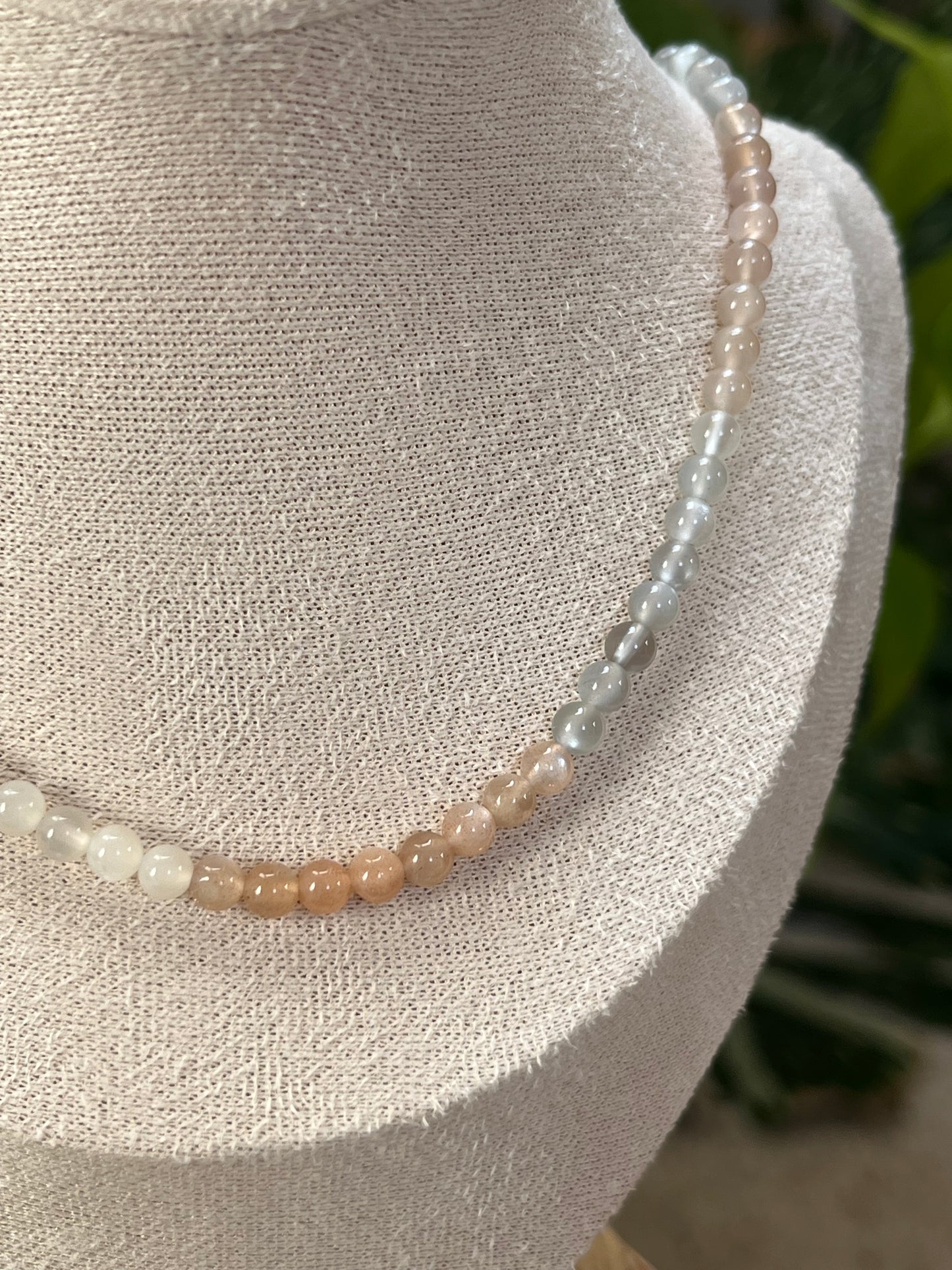 Mondstein bunt Collier 4 mm Kugeln AA Qualität | 45 cm