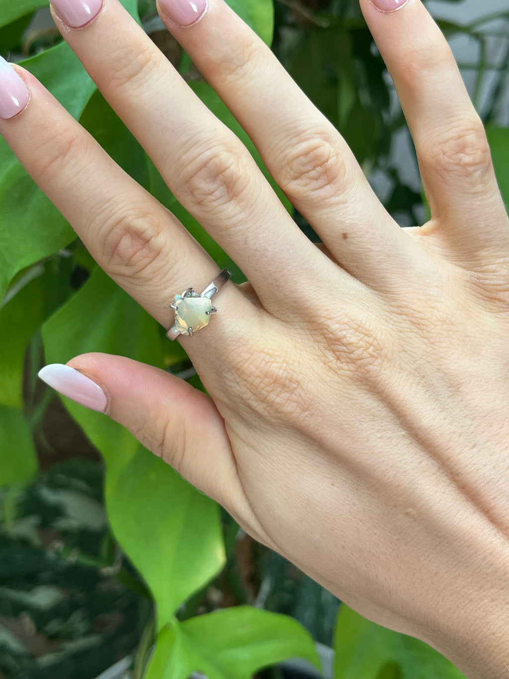 Opal Ring 925 Silber Größe 56