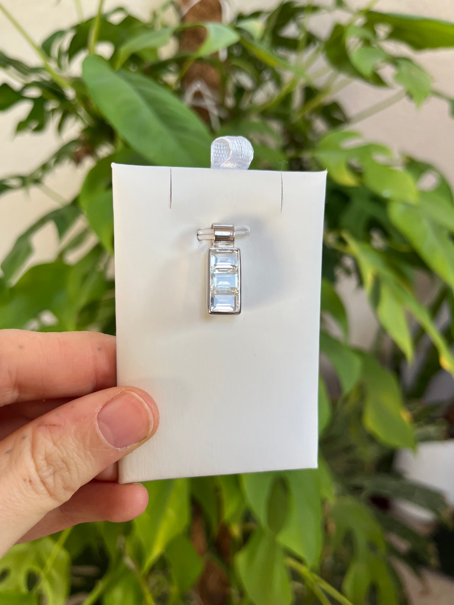 Weißer Topas Kettenanhänger rechteckig – 925 Sterling Silber