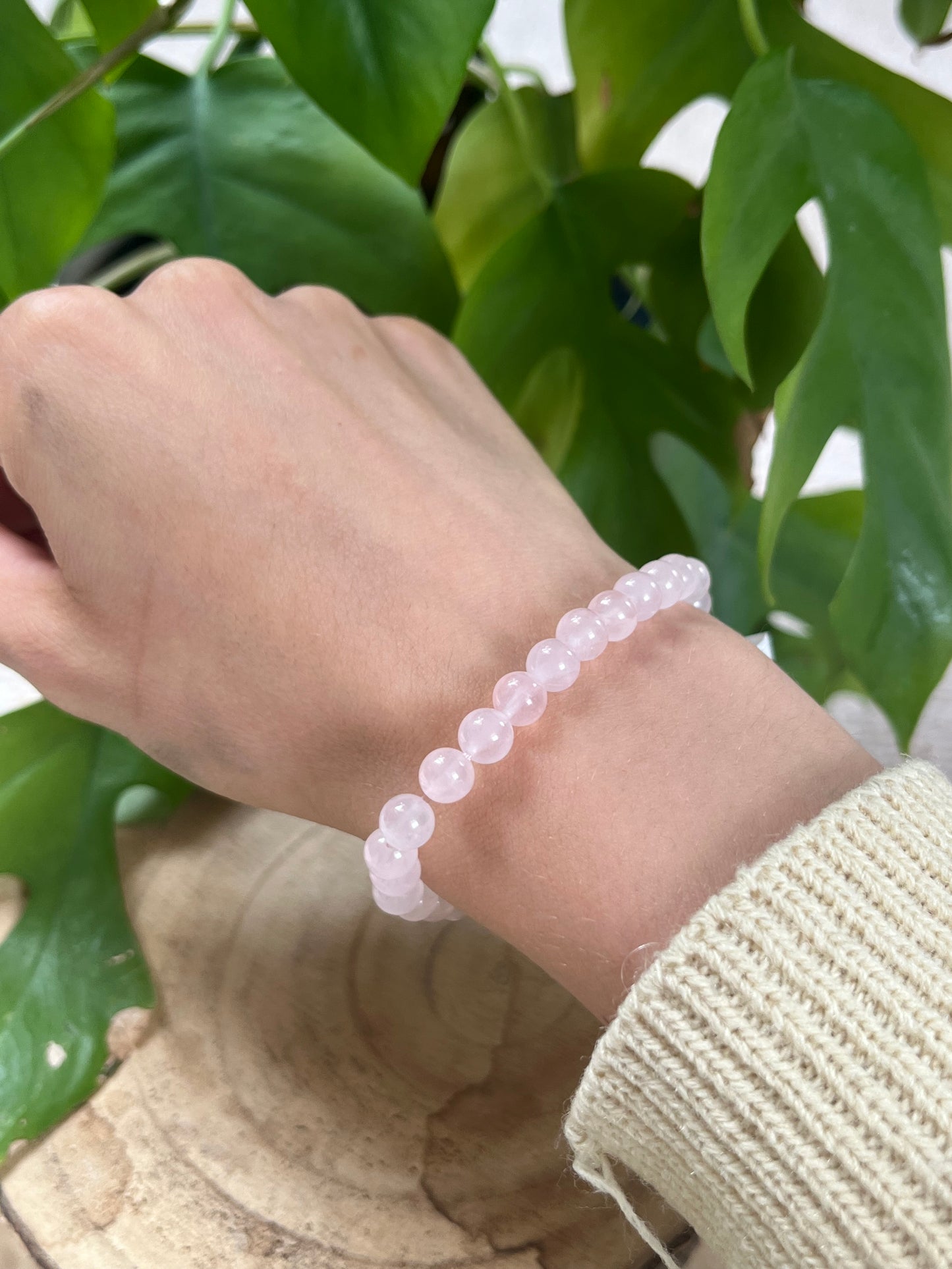 Schmales Rosenquarz Armband