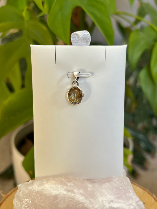 Citrin gebrannt Kettenanhänger – 925 Sterling Silber Fassung