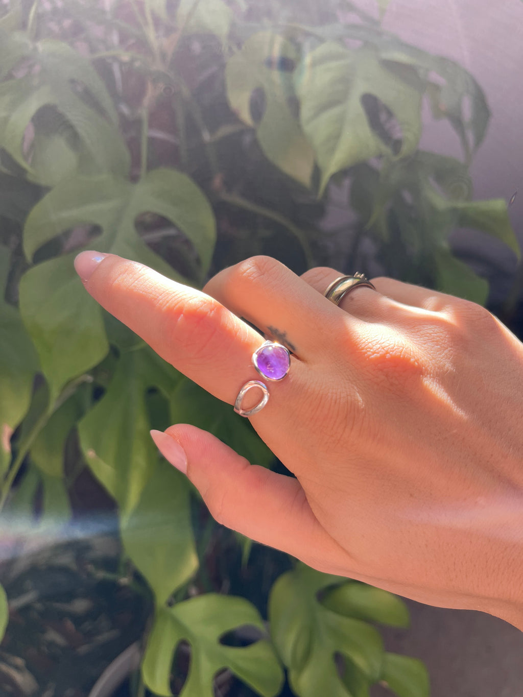 Amethyst Ring 925 Silber verstellbar