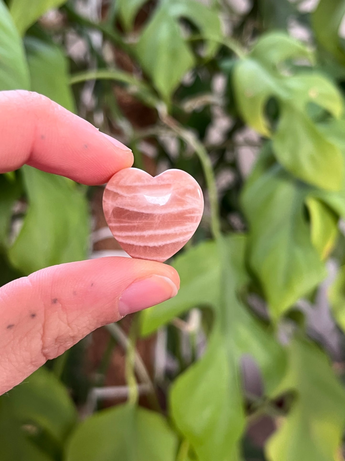 Pfirsich Mondstein Herz gebohrt AA Qualität