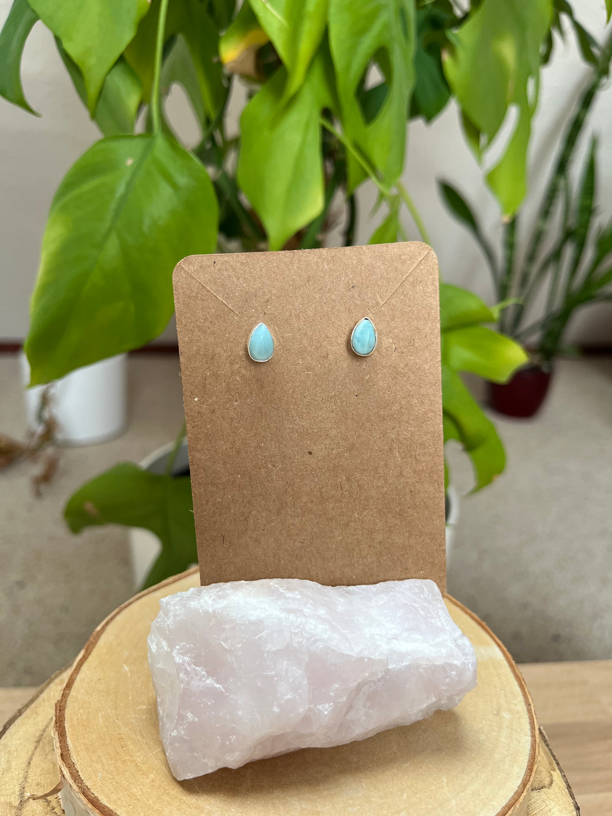 Larimar Tropfen Ohrstecker Silber