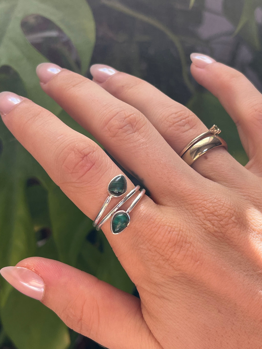 Malachit Ring 925 Silber verstellbar