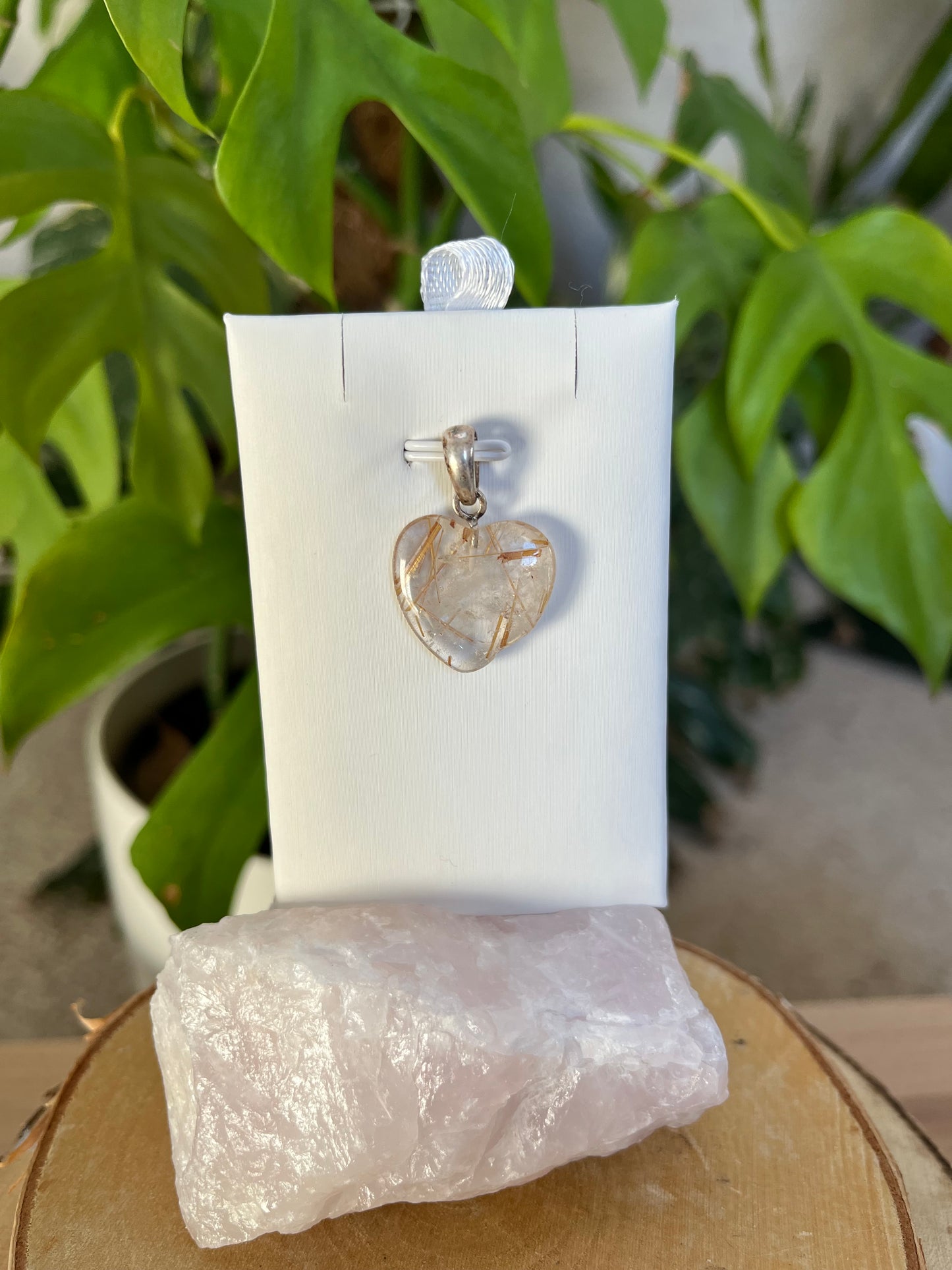 Rutilquarz Herz Anhänger – 925 Sterling Silber Öse