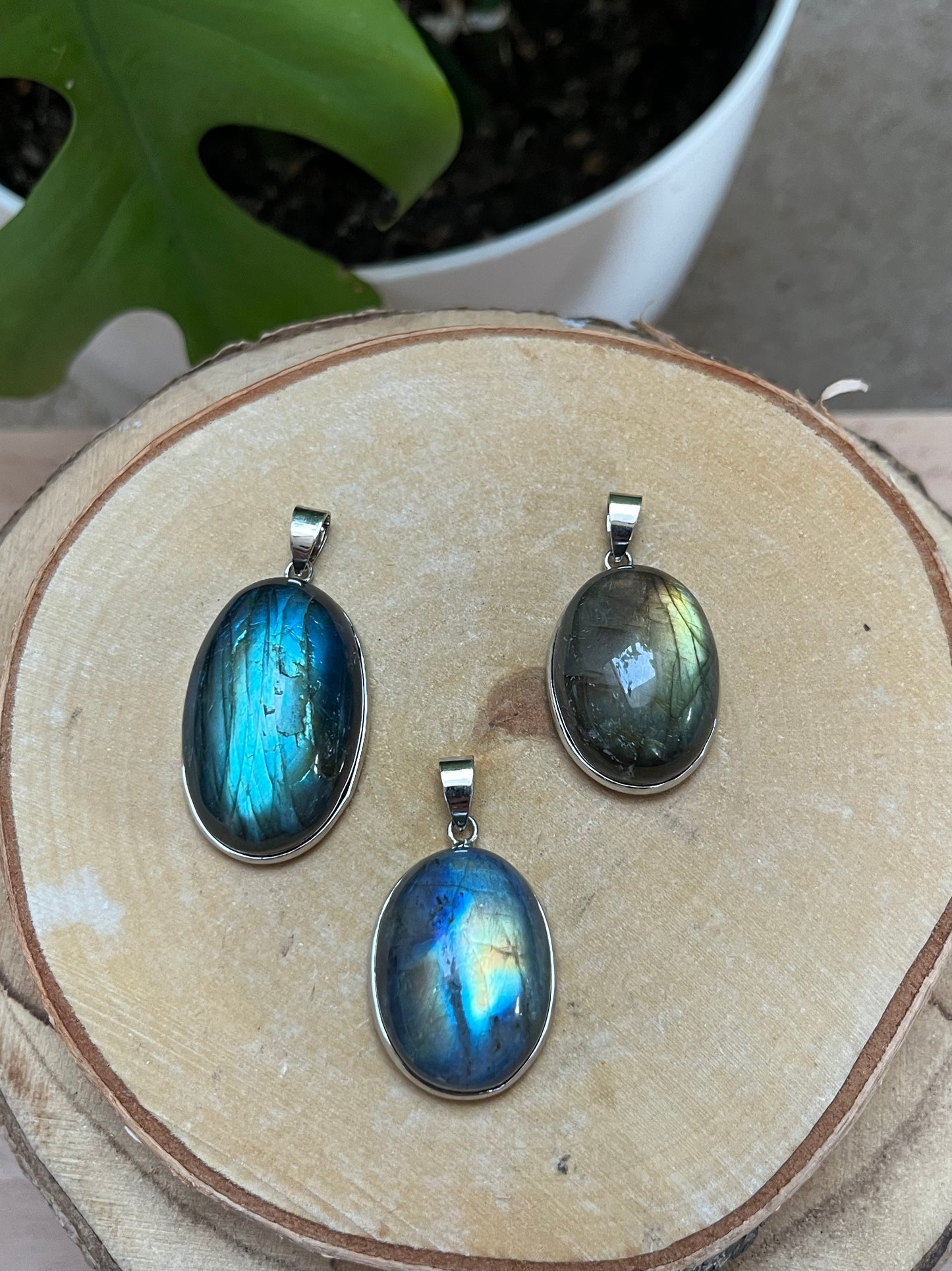 Labradorit Anhänger oval A Qualität 925 Silber gefasst