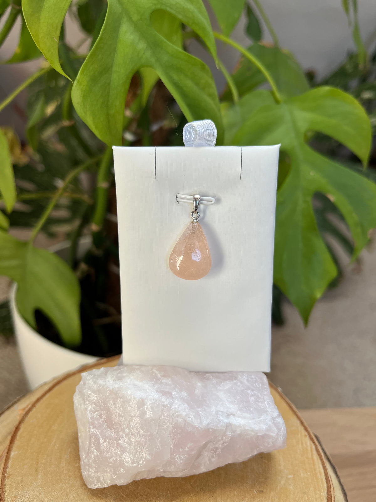 Morganit Tropfen Anhänger HQ 925 Silber Öse – Edelstein Schmuck für Selbstliebe & Herzenergie