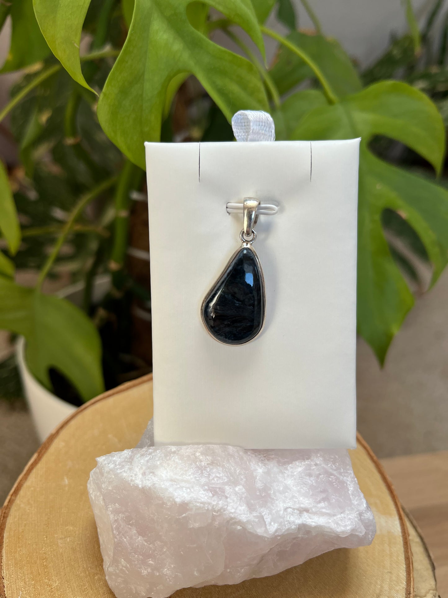 Pietersit Freiform Anhänger 925 Silber gefasst – Edelstein Schmuck für Klarheit & Stärke