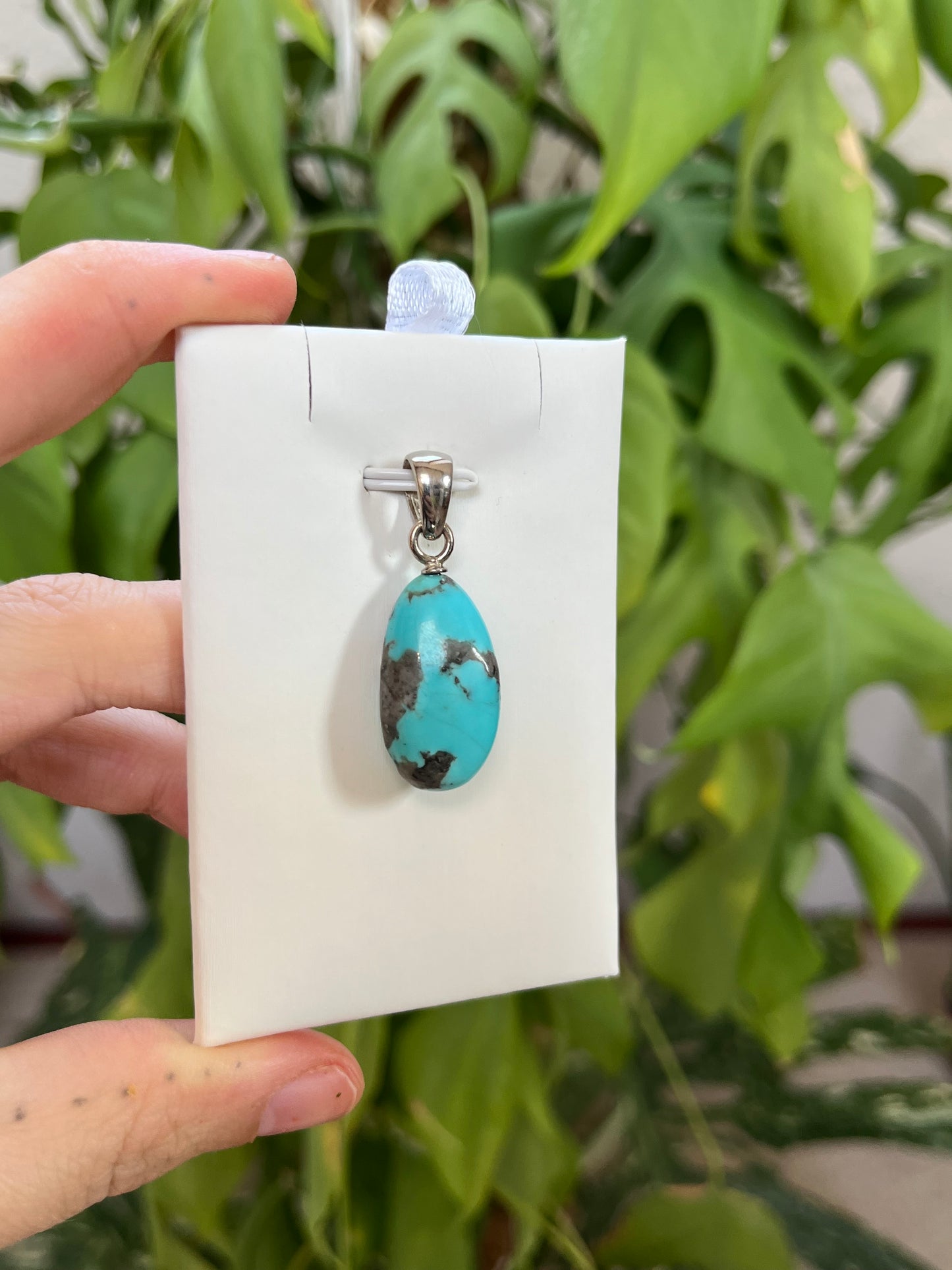 Türkis Kettenanhänger 925 Silber Stiftöse