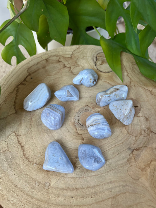Calecedon blau Trommelsteine
