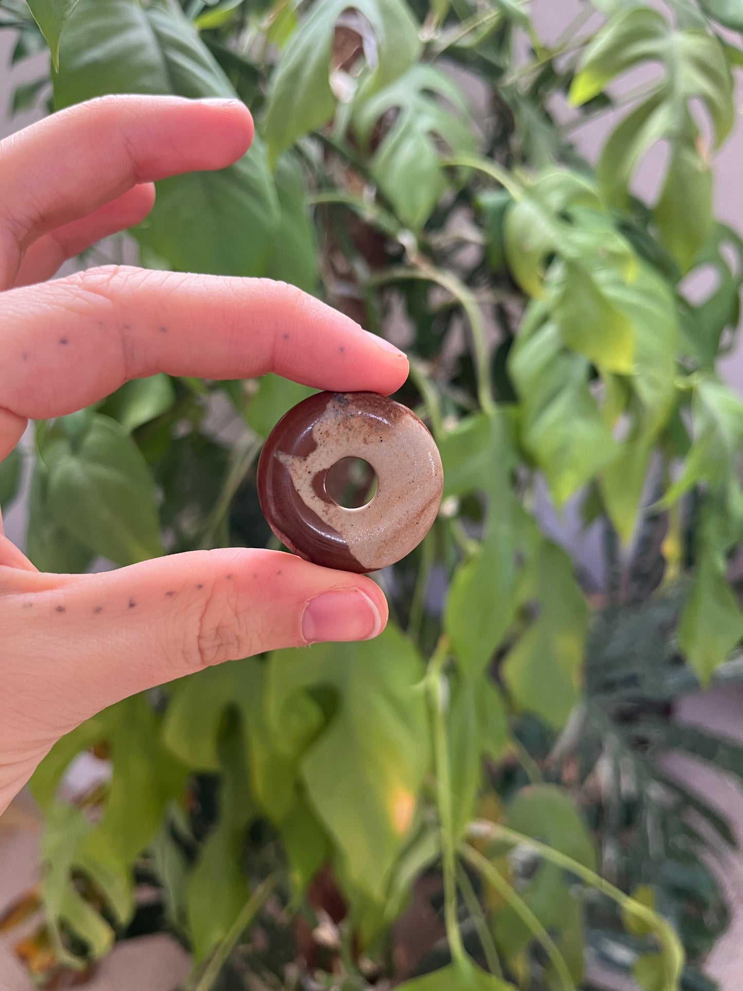 Bilderjaspis Donut 3 cm – Naturstein Anhänger mit Landschaftszeichnung