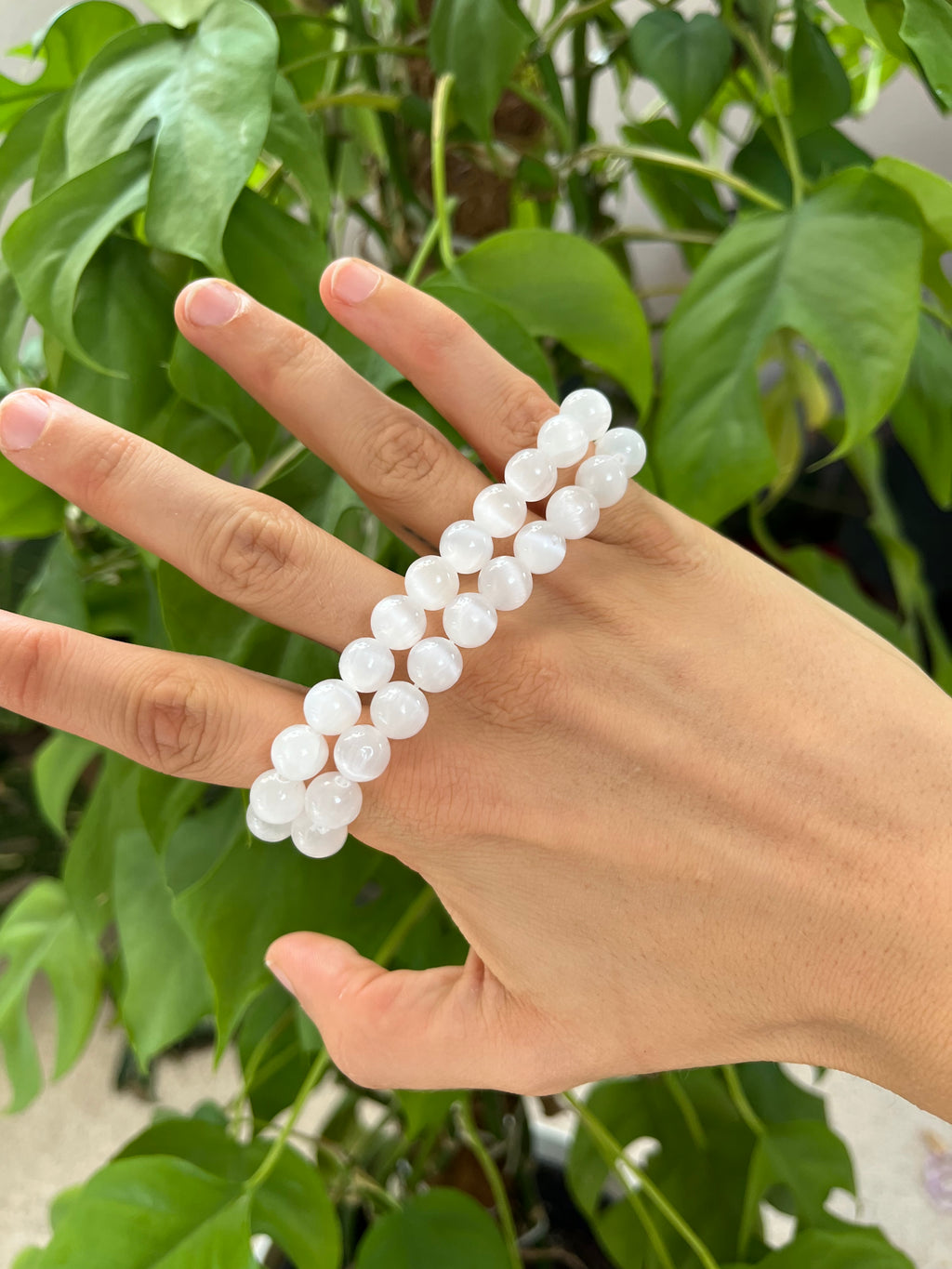Selenit Kugelarmband 8 mm – Edelstein Schmuck für Klarheit & Reinigung