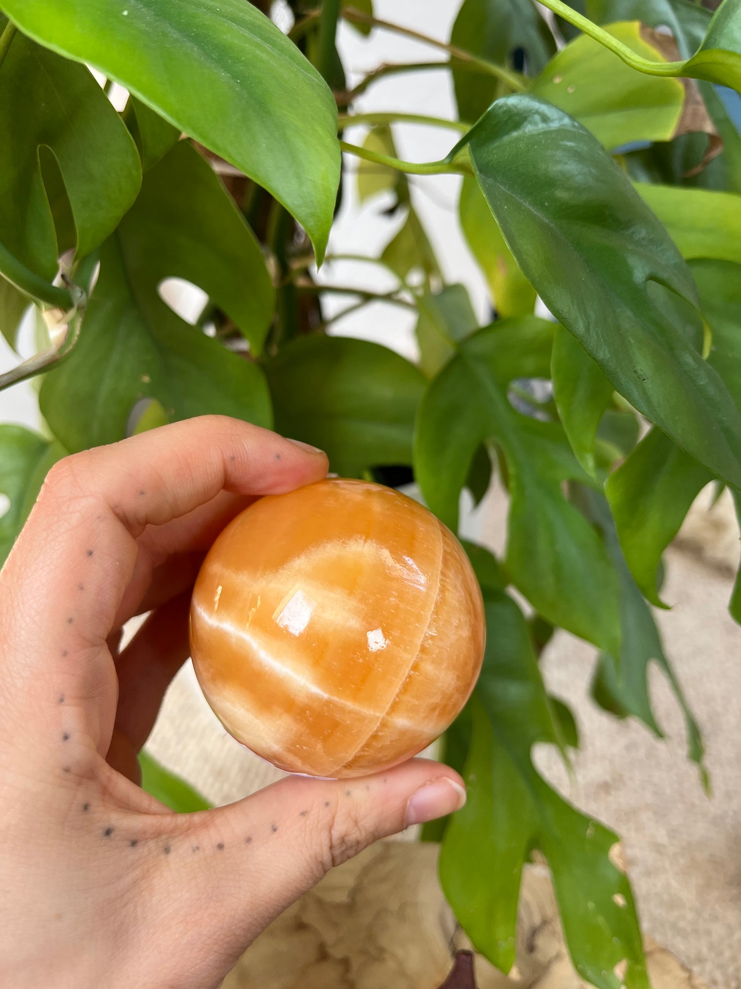 Orangen Calcit Kugel