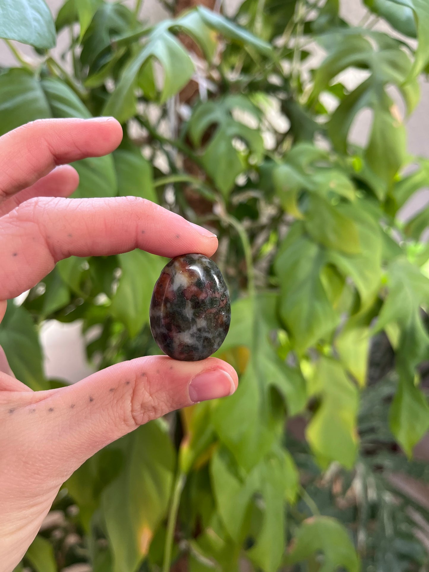 Eklogit Trommelstein gebohrt – Ausdruck & Erdung