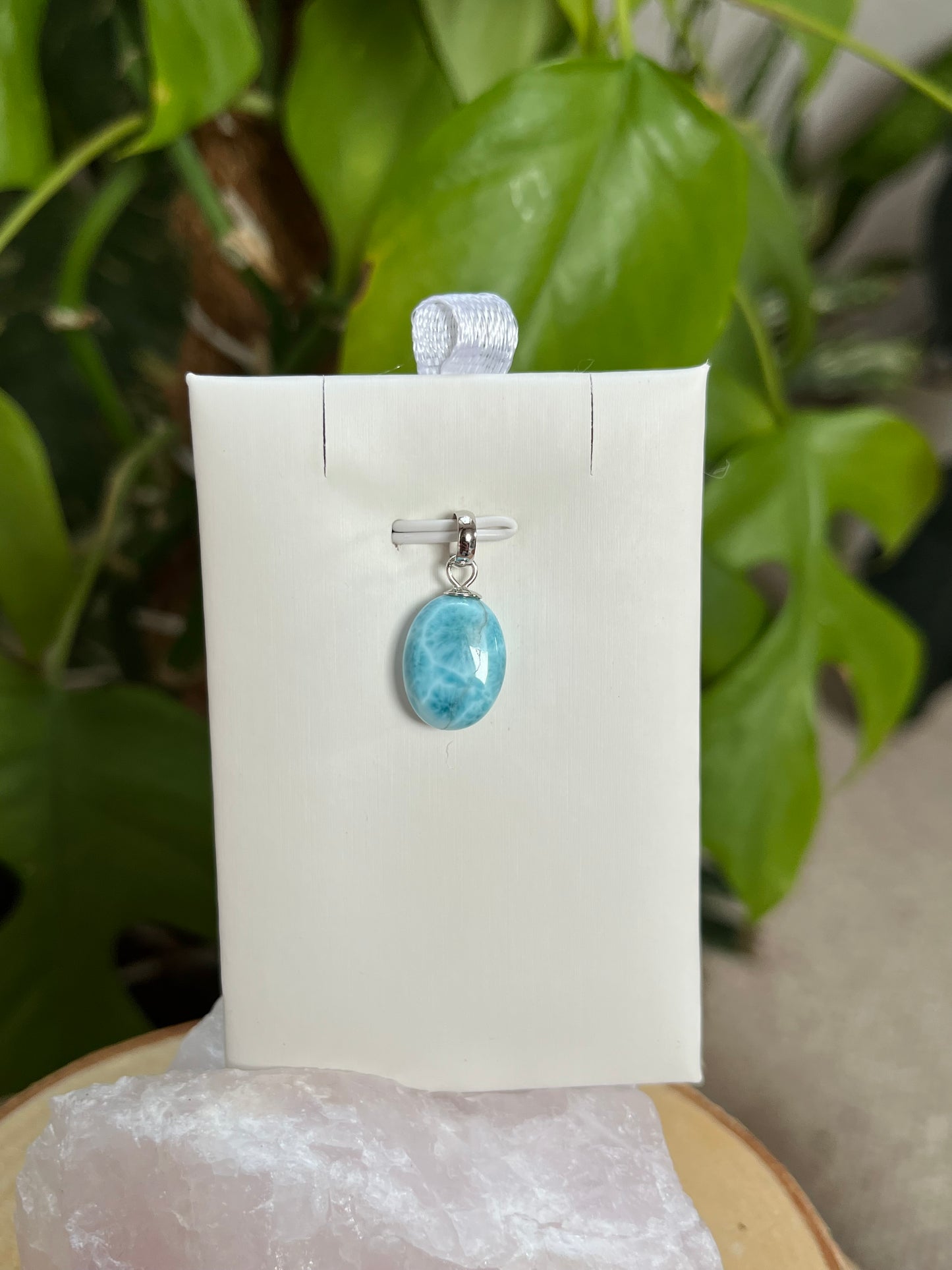 Larimar Anhänger 925 Silber Stiftöse