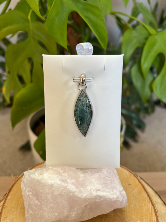 Moosachat Kettenanhänger AA Qualität – 925 Sterling Silber Fassung