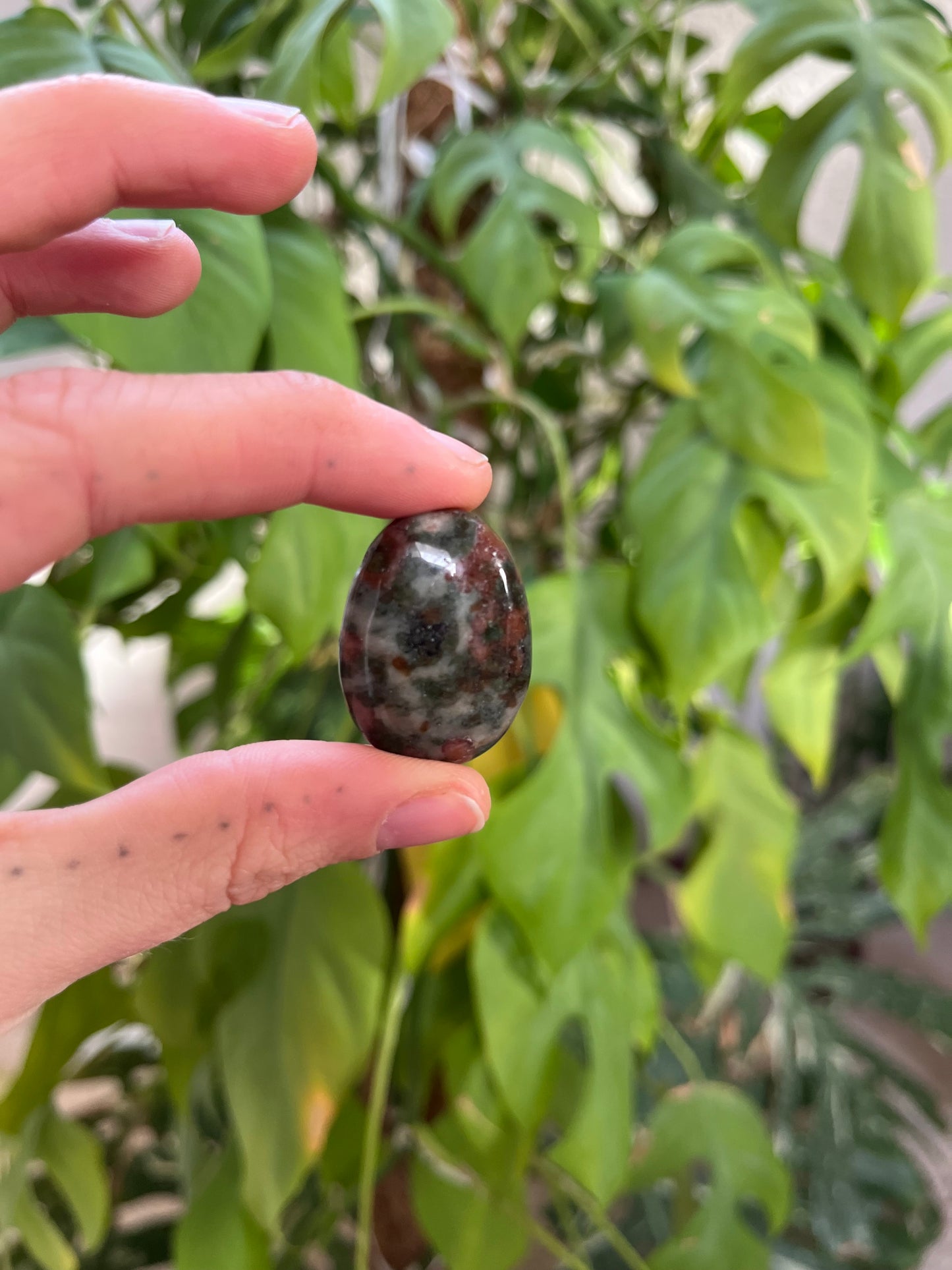 Eklogit Trommelstein gebohrt – Ausdruck & Erdung