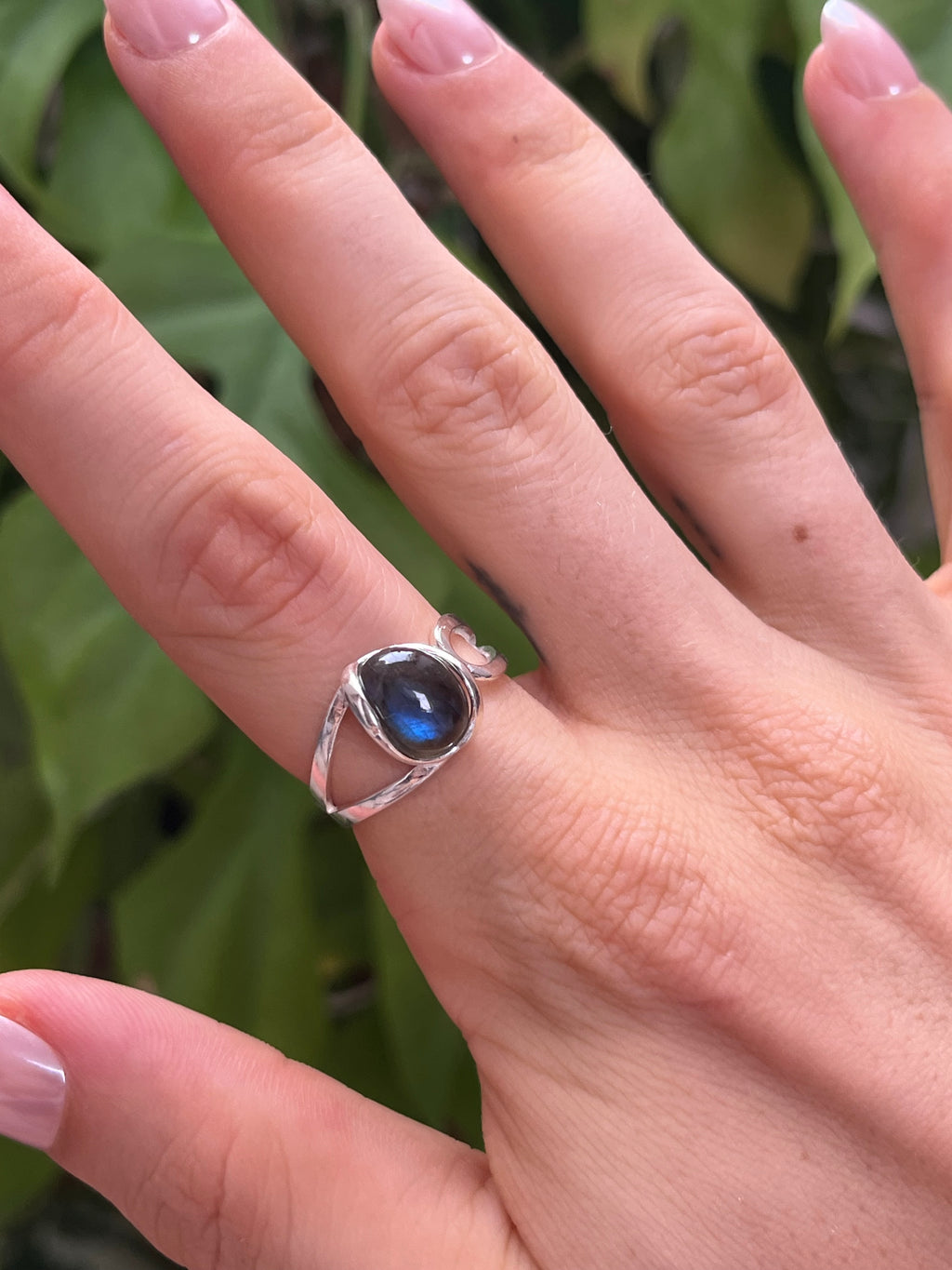 Labradorit Ring 925 Silber verstellbar
