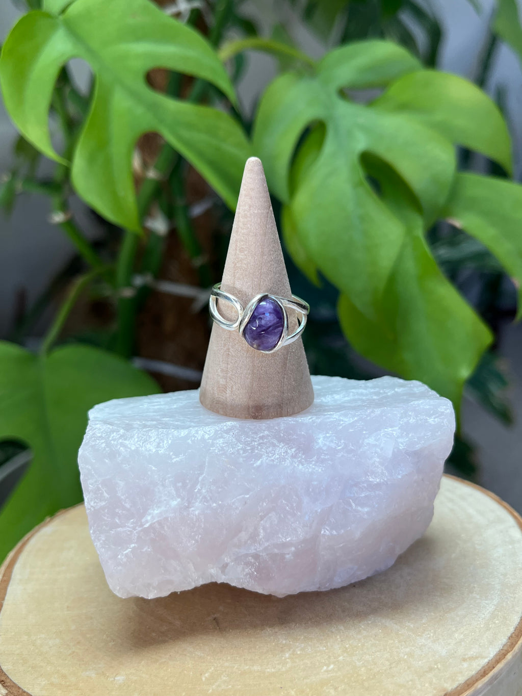 Charoit Ring 925 Silber verstellbar