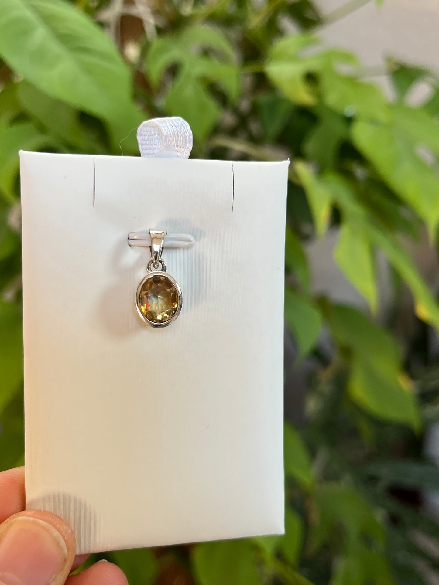 Citrin gebrannt Kettenanhänger – 925 Sterling Silber Fassung