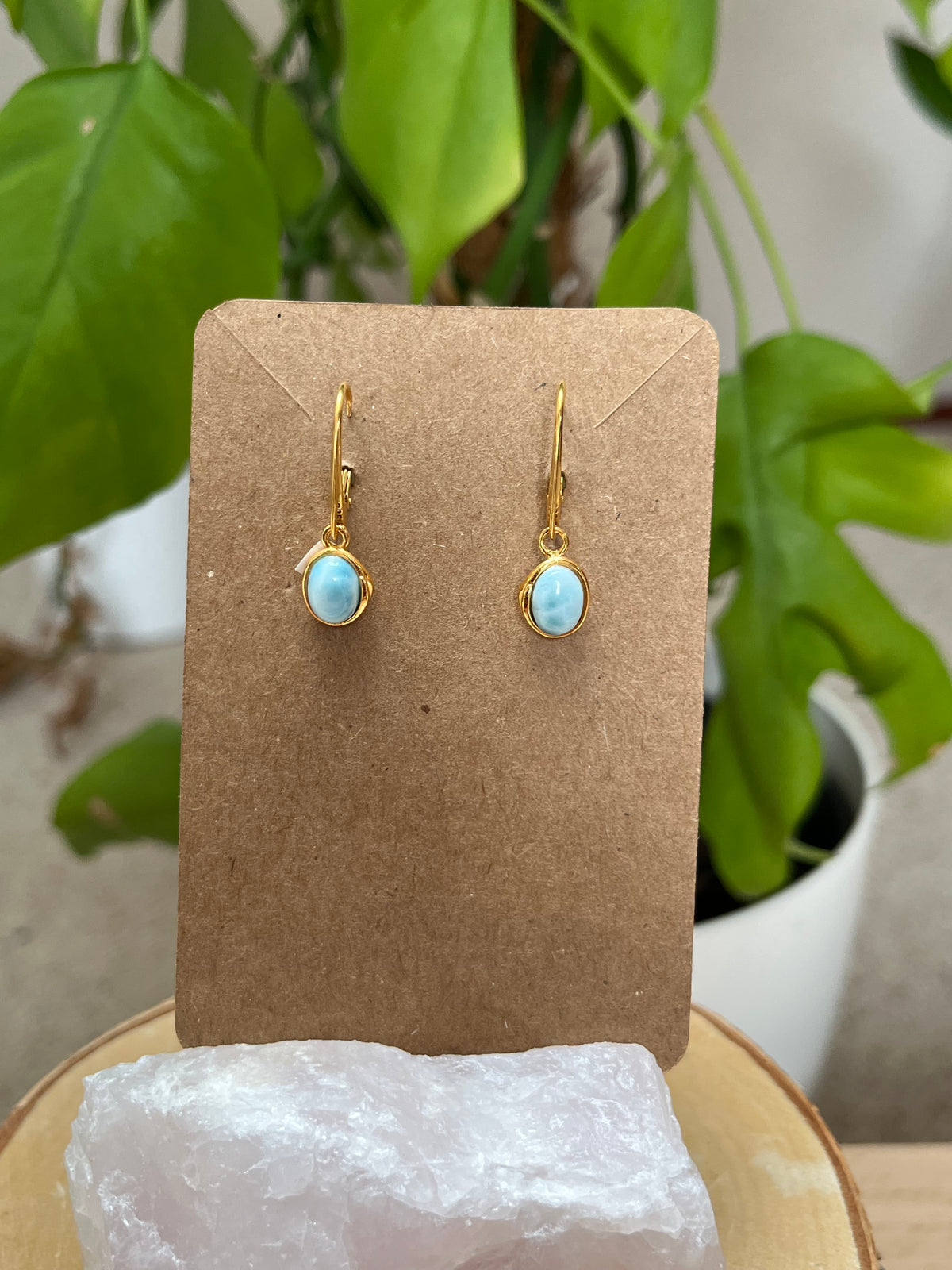 HQ Larimar Ohrringe Vergoldet