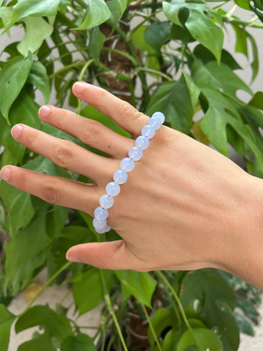 Blauer Calcedon Kugelarmband 8 mm – Edelstein Schmuck für Ruhe & Kommunikation