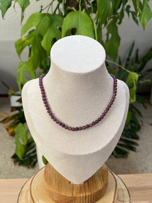 Lepidolith Collier 4 mm Kugeln – Zartes Violett | 45 cm