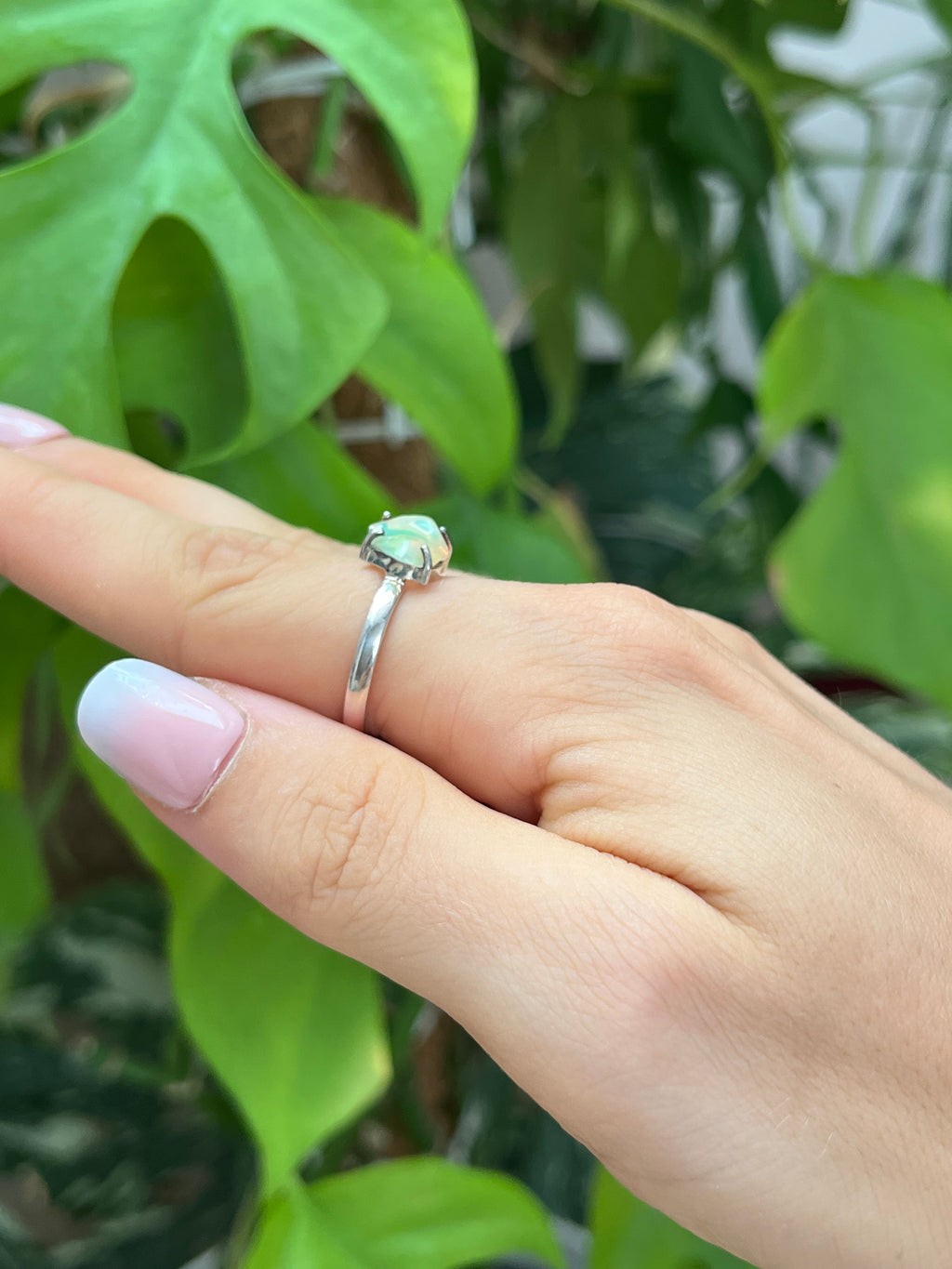 Opal Ring 925 Silber Größe 56