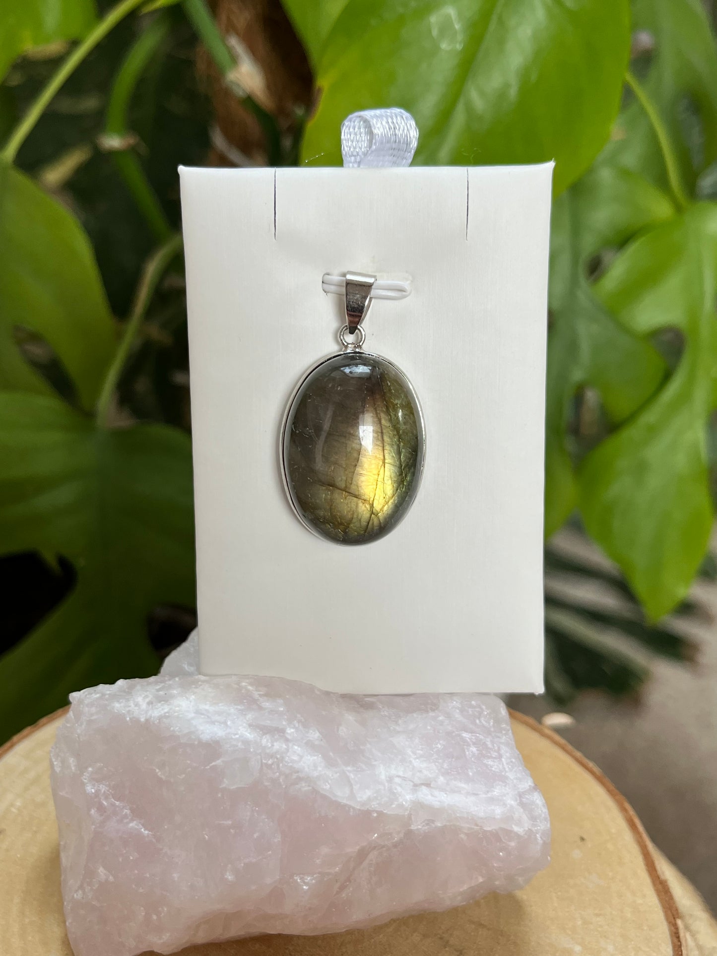 Labradorit Anhänger oval A Qualität 925 Silber gefasst