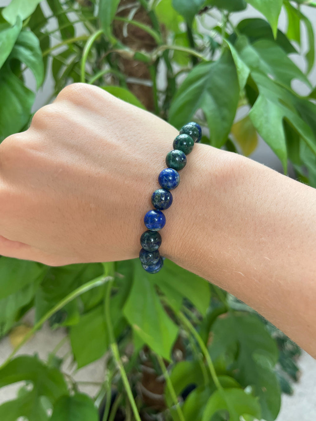 Azurit-Chrysokoll Kugelarmband 8 mm – Edelstein Schmuck für Intuition & Harmonie