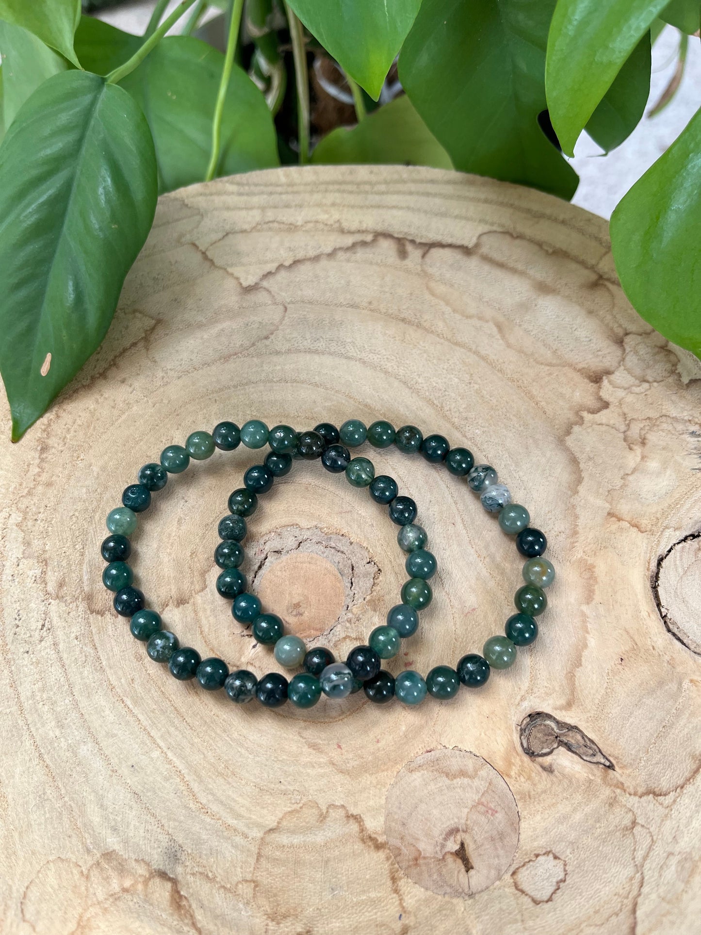 Moosachat Kugelarmband 6 mm – Edelstein Schmuck für Erdung & Harmonie